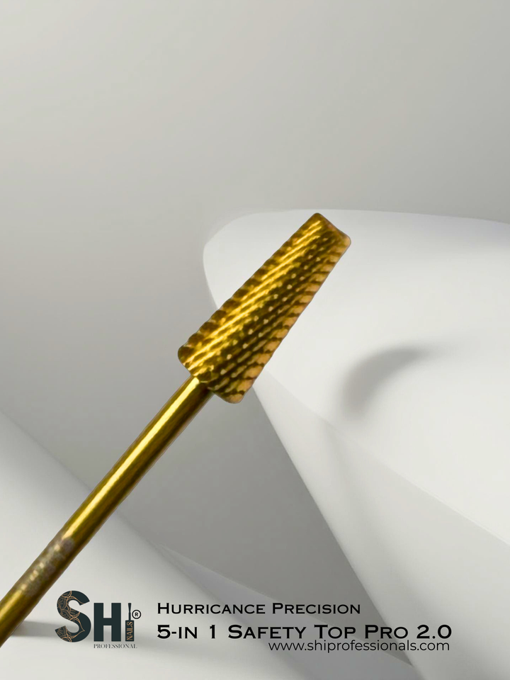 Tungsen 5-in-1 carbide  safety top cross cut drill bit with a white background, Shi brand visible