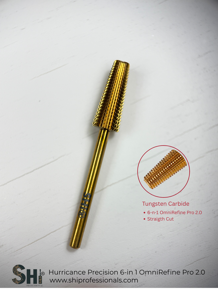 Tungsten 6-in-1 carbide straight cut drill bit on a white background with SHI branding.