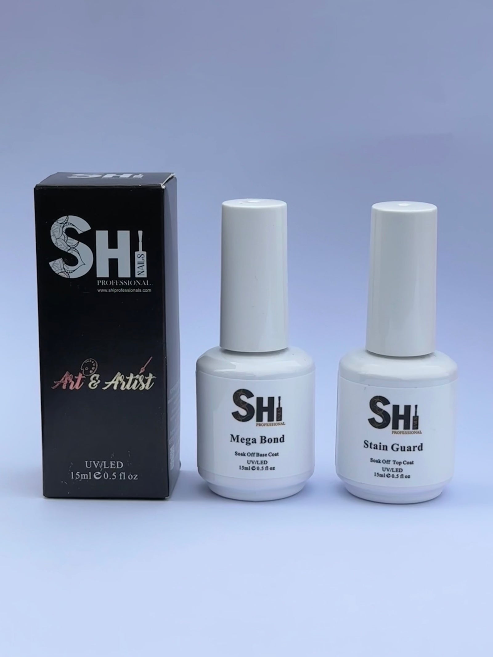 SHi® Stained Guard Top Coat & MegaBond Soak Off Rubber Base Coat Duo
Protect Your Nails from Stains and Ensure a Lasting Bond with SHi®’s Revolutionary Duo!