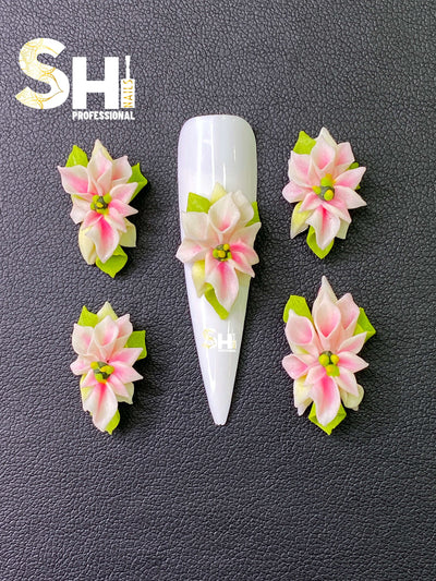 3-D Poinsettia Pink & White Ombre Flower Shi Professional
