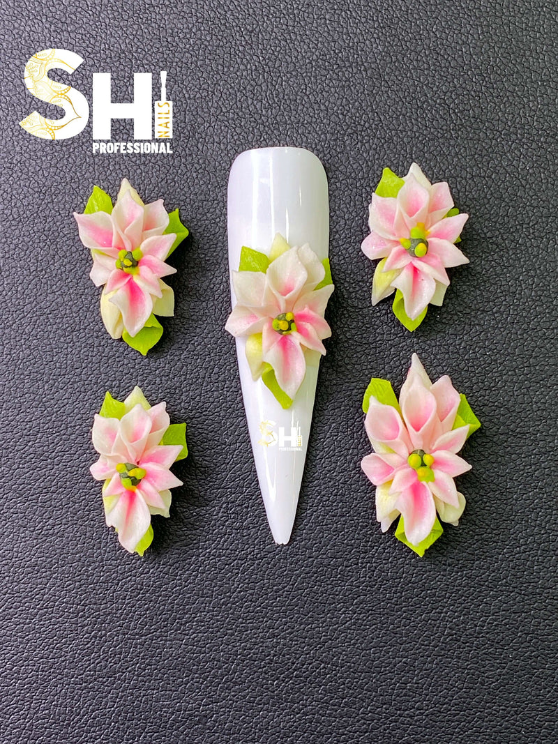 3-D Poinsettia Pink & White Ombre Flower Shi Professional